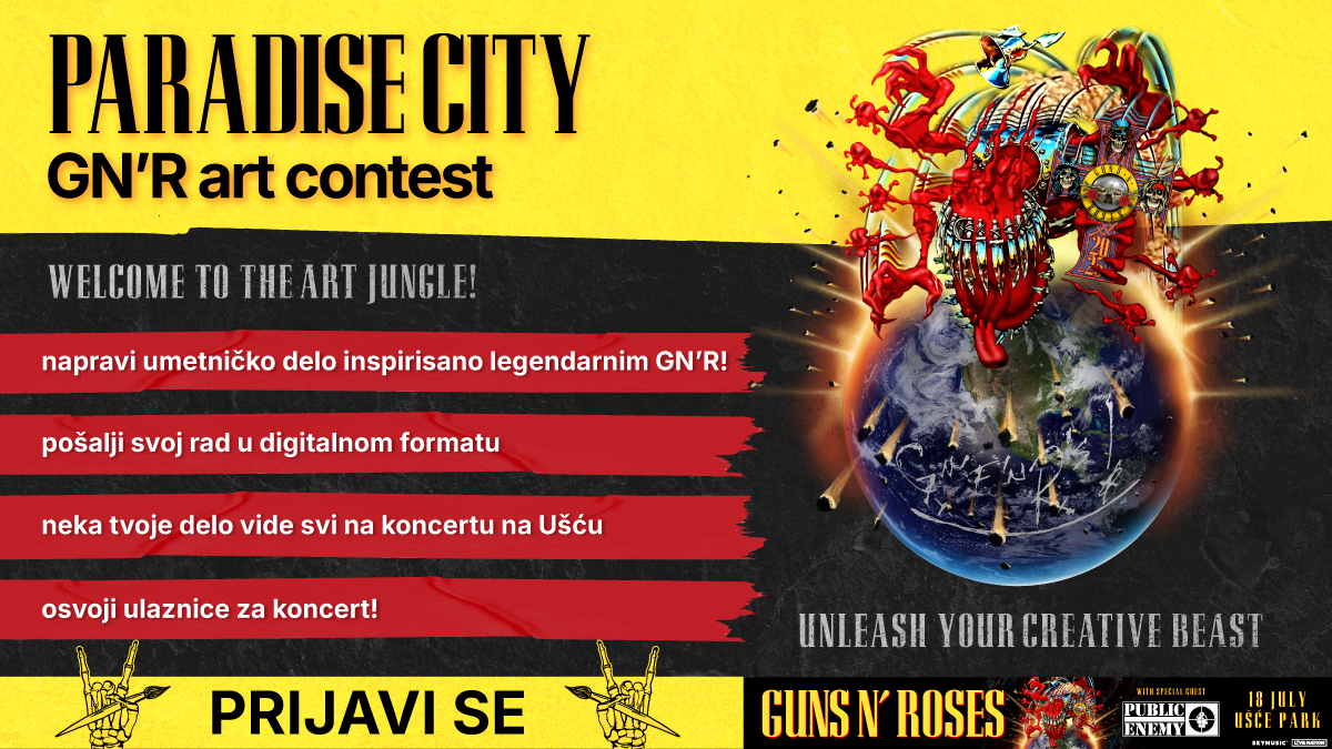 Guns N’ Roses te vodi u PARADISE CITY – Art Contest: Jedinstvena prilika da BAŠ TI budeš DEO rok istorije na Ušću