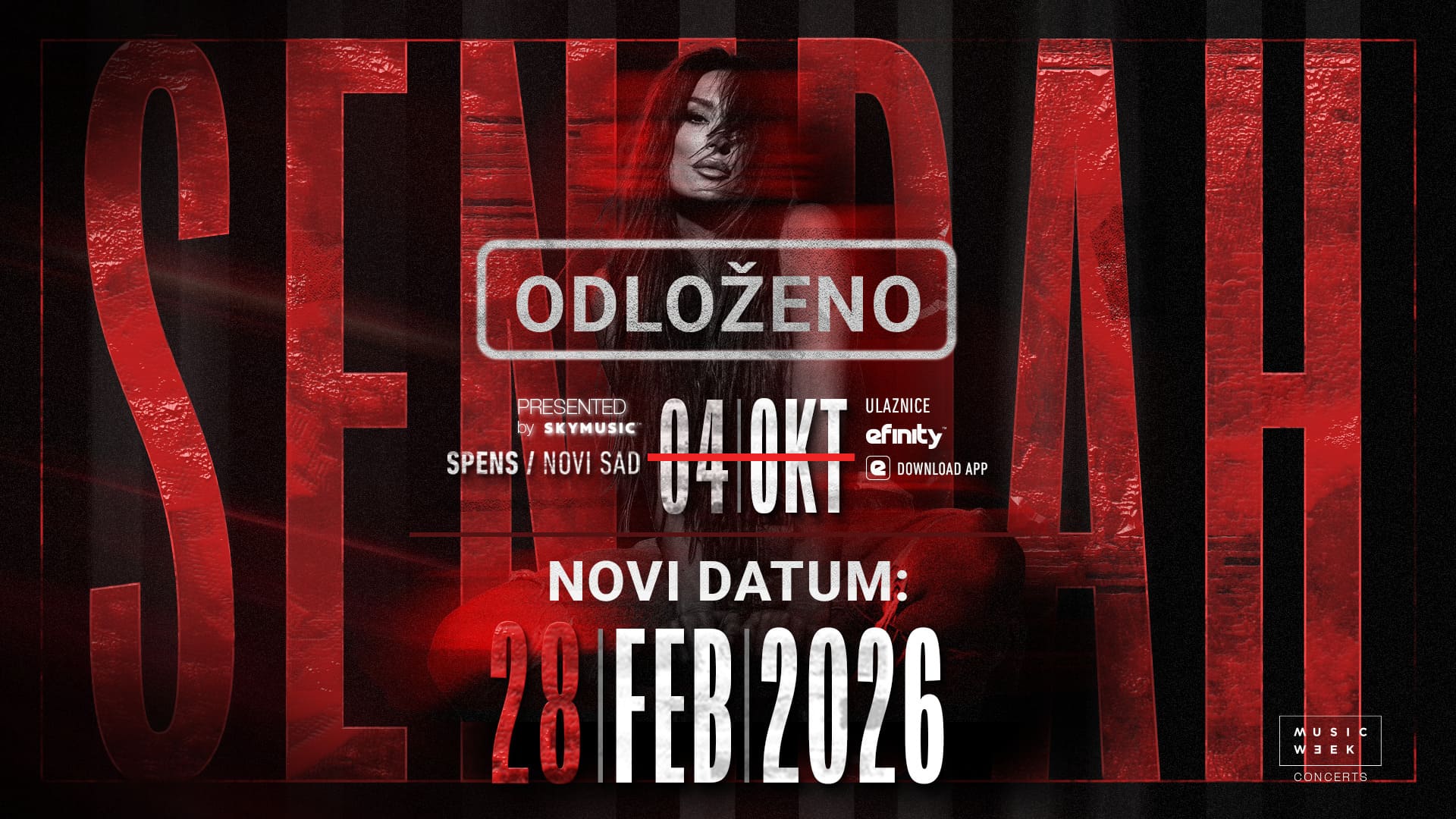 Pomeren Senidin koncert u Hali SPENS – Novi datum 28. februar 2026.